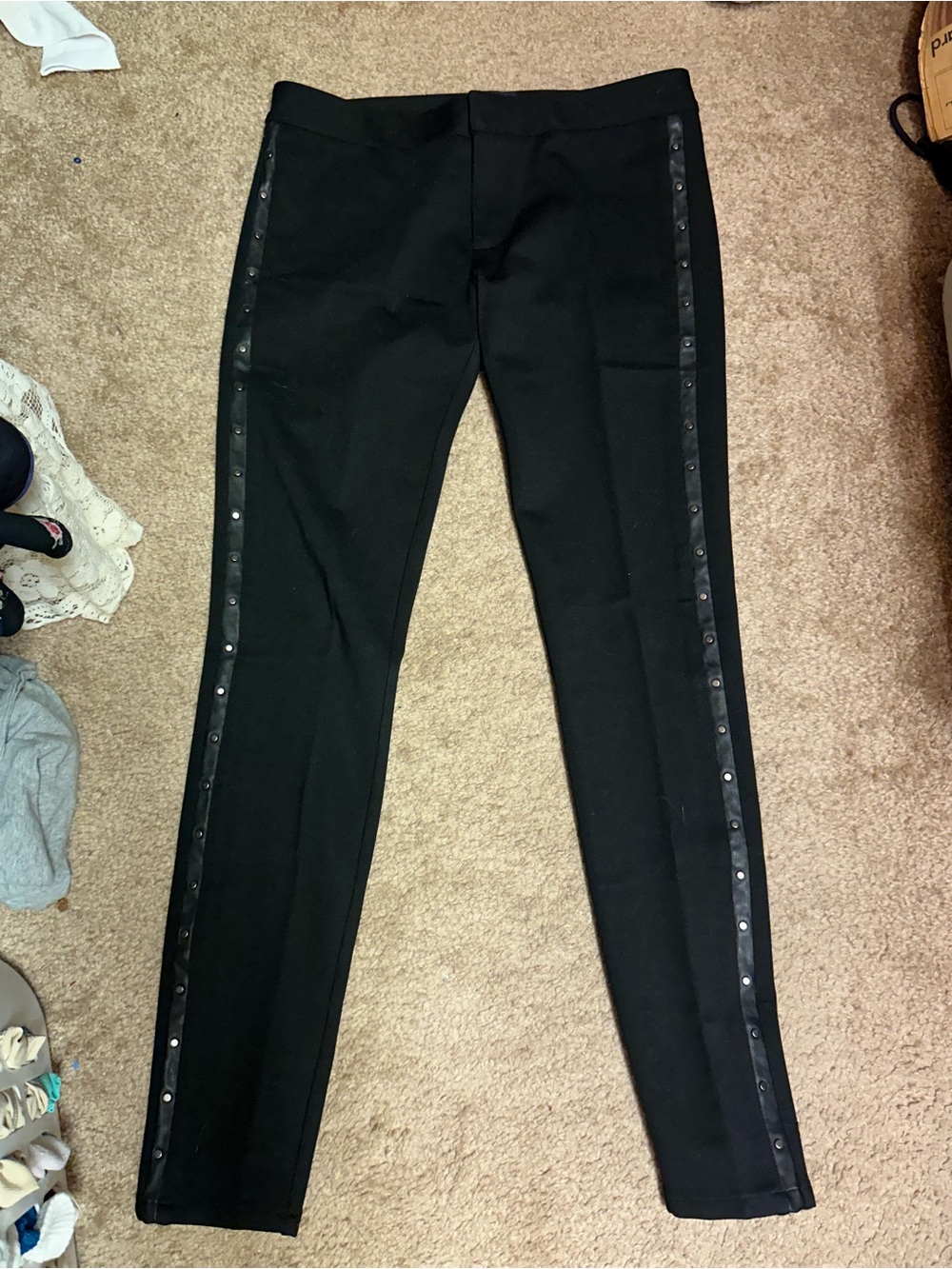 PAIGE Black Skinny Jeans with Snap-Trim Side Panels